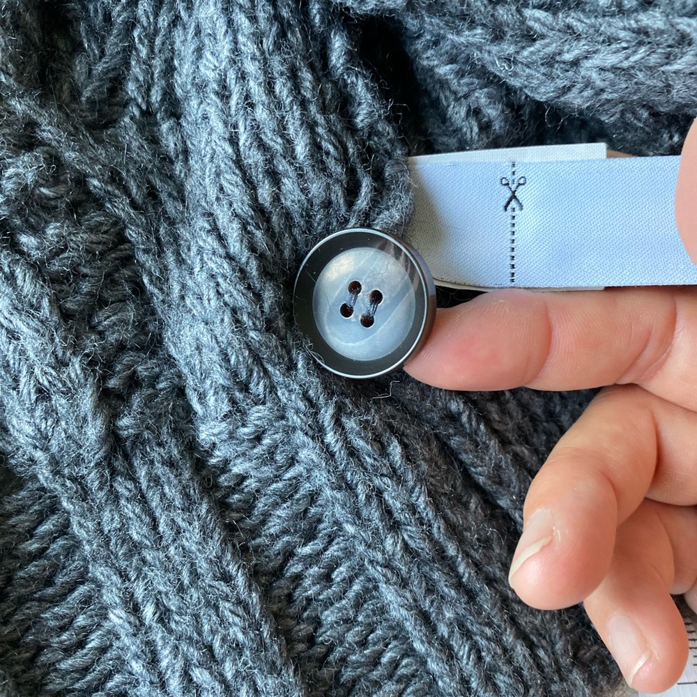 J Crew Handknit Women's Gray Wool Mohair Blend Cardigan 1 Button Sweater Med - Picture 8 of 11